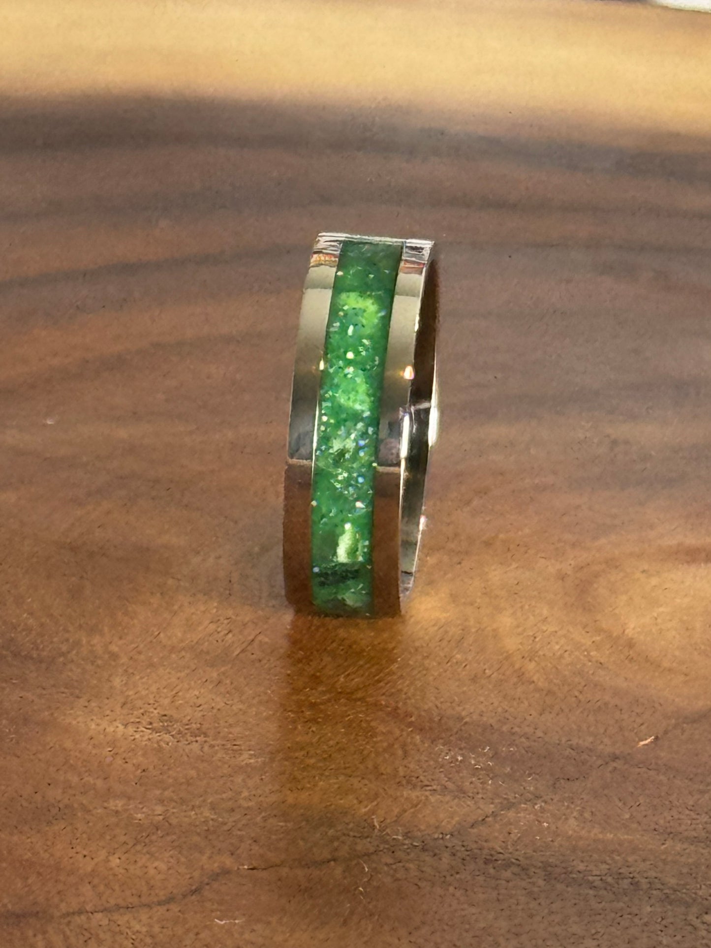 Green aventurine ring size 13, 8mm wide